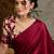 Maroon color ready pleated semi modal saree with unstitched designer blouse