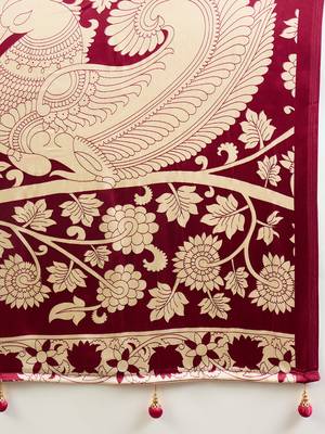 Maroon color ready pleated semi modal saree with unstitched designer blouse 5