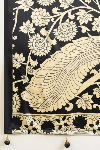 Black color ready pleated semi modal saree with unstitched designer blouse