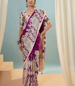 Purple color trendy pre-stitched semi modal saree with unstitched designer blouse