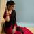 Black color trendy pre-stitched semi modal saree with unstitched designer blouse