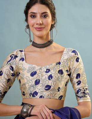 Blue color trendy pre-stitched semi modal saree with unstitched designer blouse 2
