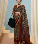 Mustard color one minute ready made cotton saree with unstitched designer blouse