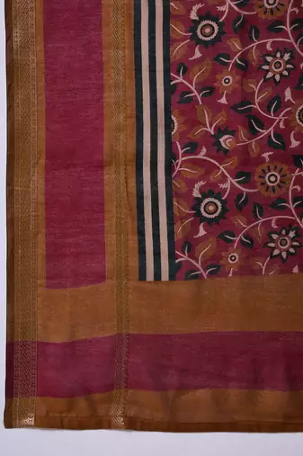 Mustard color one minute ready made cotton saree with unstitched designer blouse