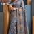 Blue colour cotton erode weaving deer print saree with unstitched blouse