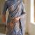 Blue colour cotton erode weaving deer print saree with unstitched blouse