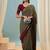 Green color one minute ready made cotton saree with unstitched designer blouse