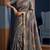 Grey colour cotton erode weaving deer print saree with unstitched blouse