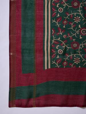 Green color one minute ready made cotton saree with unstitched designer blouse 4