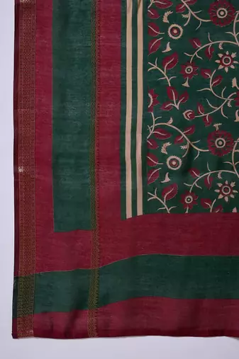 Green color one minute ready made cotton saree with unstitched designer blouse
