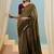 Green color one minute ready made cotton saree with unstitched designer blouse