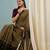 Green color one minute ready made cotton saree with unstitched designer blouse