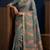 Sea green colour cotton erode weaving deer print saree with unstitched blouse