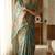 Sea green colour cotton erode weaving deer print saree with unstitched blouse