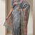 Powder blue colour cotton erode weaving deer print saree with unstitched blouse