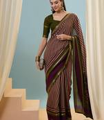 Wine color one minute ready made cotton saree with unstitched designer blouse