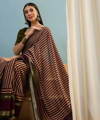 Wine color one minute ready made cotton saree with unstitched designer blouse 2