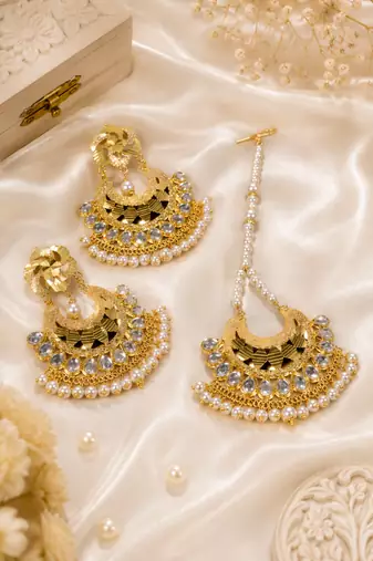 Traditional Pearl Kundan Dangler Set