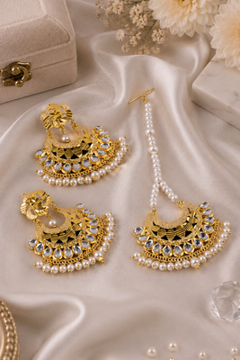 Traditional Pearl Kundan Dangler Set 2