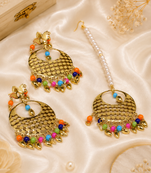 Ethnic Charm Gold Finish Chandbali Tikka Set