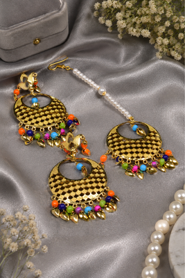 Ethnic Charm Gold Finish Chandbali Tikka Set 2