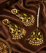 Classic floral statement earrings and tikka