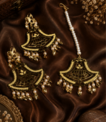Timeless lotus cutwork earrings & tikka