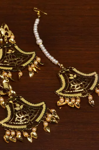 Timeless lotus cutwork earrings & tikka