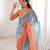Blue colour fendy satin embroidered saree with unstitched blouse