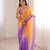 Lavender colour fendy satin embroidered saree with unstitched blouse