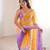 Lavender colour fendy satin embroidered saree with unstitched blouse