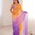 Lavender colour fendy satin embroidered saree with unstitched blouse