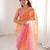 Pink colour fendy satin embroidered saree with unstitched blouse