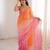Pink colour fendy satin embroidered saree with unstitched blouse