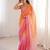 Pink colour fendy satin embroidered saree with unstitched blouse