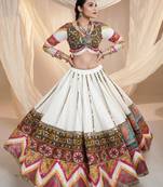White Colour Soft Butter Silk Stitched Lehenga Choli with Real Mirror Work & Dupatta
