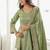 Pista green color roman silk dori zari sequence embroidered work Suit set