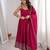 Dark rani color roman silk chanderi yoke lace work design Suit set