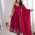 Dark rani color roman silk chanderi yoke lace work design Suit set