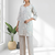 Women's linen sky blue embroidered short kurta with pant