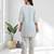 Women's linen sky blue embroidered short kurta with pant