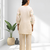 Women's linen cream embroidered short kurta with pant
