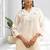 Women's linen cream embroidered short kurta with pant