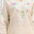 Women's linen cream embroidered short kurta with pant