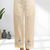 Women's linen cream embroidered short kurta with pant