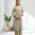 Women's linen pista green embroidered short kurta with pant