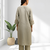 Women's linen pista green embroidered short kurta with pant