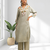 Women's linen pista green embroidered short kurta with pant