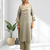 Women's linen pista green embroidered short kurta with pant