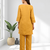 Women's linen mustard embroidered short kurta with pant